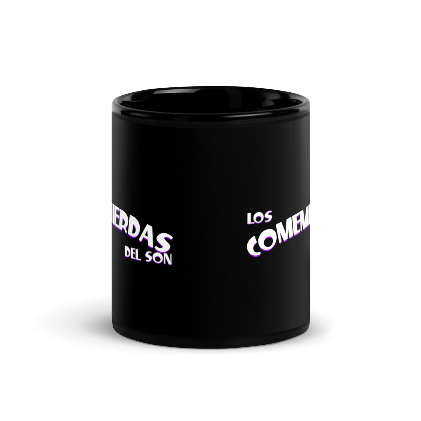 Taza Negra Los Comemierdas del Son Logo