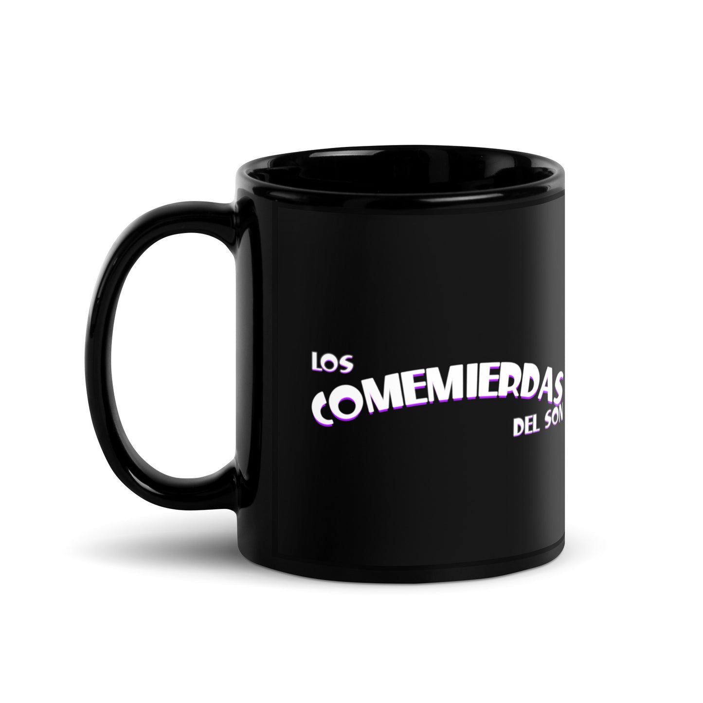 Taza Negra Los Comemierdas del Son Logo